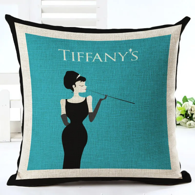 Character Portrait Printed Audrey Hepburn Cushion Cover 45x45cm Linen Gifts for Zara*zara Women Throw Pillow Covers Home Decor