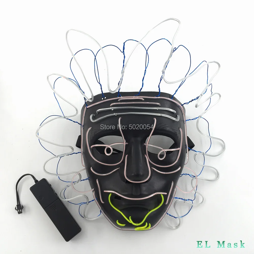 High Quality Movie&TV Rick and Morty EL Wire Glowing Mask Cosplay Rick Flashing Masks Halloween Party Collection Props - Цвет: Design-A Sound