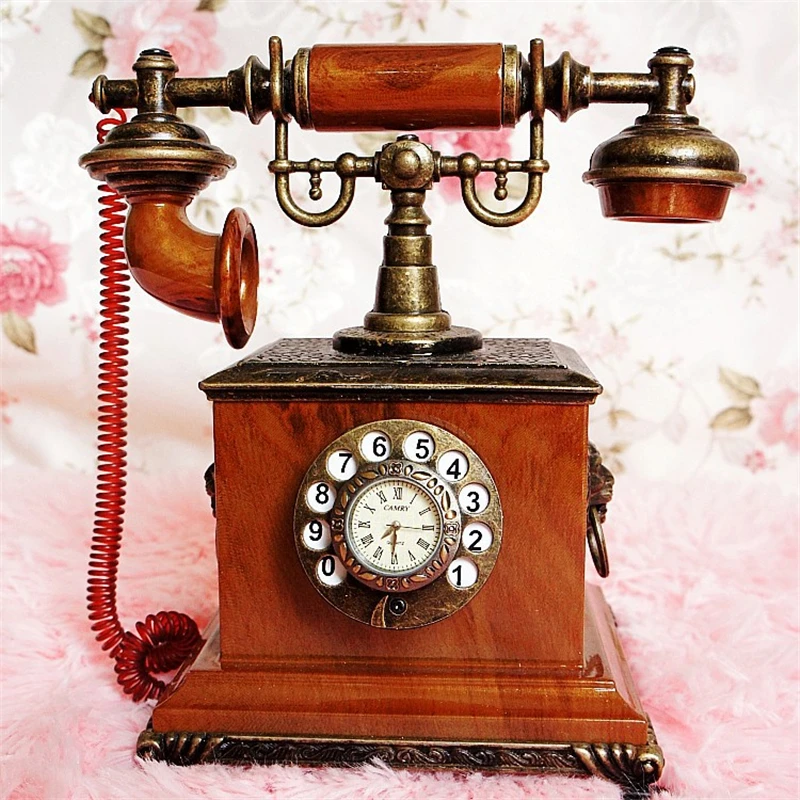 Высококачественная винтажная телефонная модель ретро с часами старинные классические кованые украшение для гостиной YWSM45