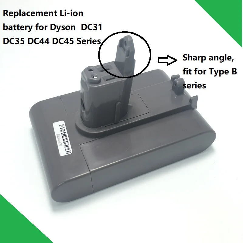 

22.2V 3000mAh Replacement Li-ion Battery for Dyson DC31 DC35 DC44 DC45 Series Cordless Vacuum Cleaner Sharp Angle