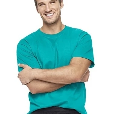Hanes 5180 Beefy T Adult Short-Sleeve T-Shirt Size Medium Teal Blue (1)