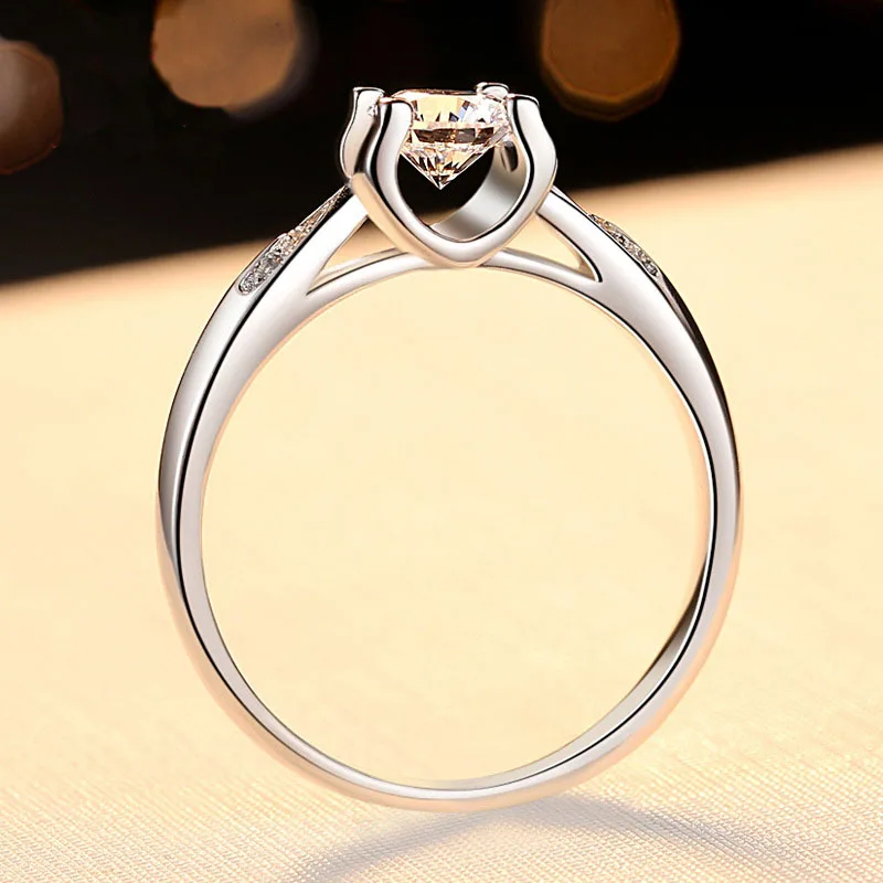 

Engagement CZ Stone Hearts and Arrows Cut Brilliant Round Ring Fiancee Solid 925 Sterling Silver Proposal Ring Gift for Lover