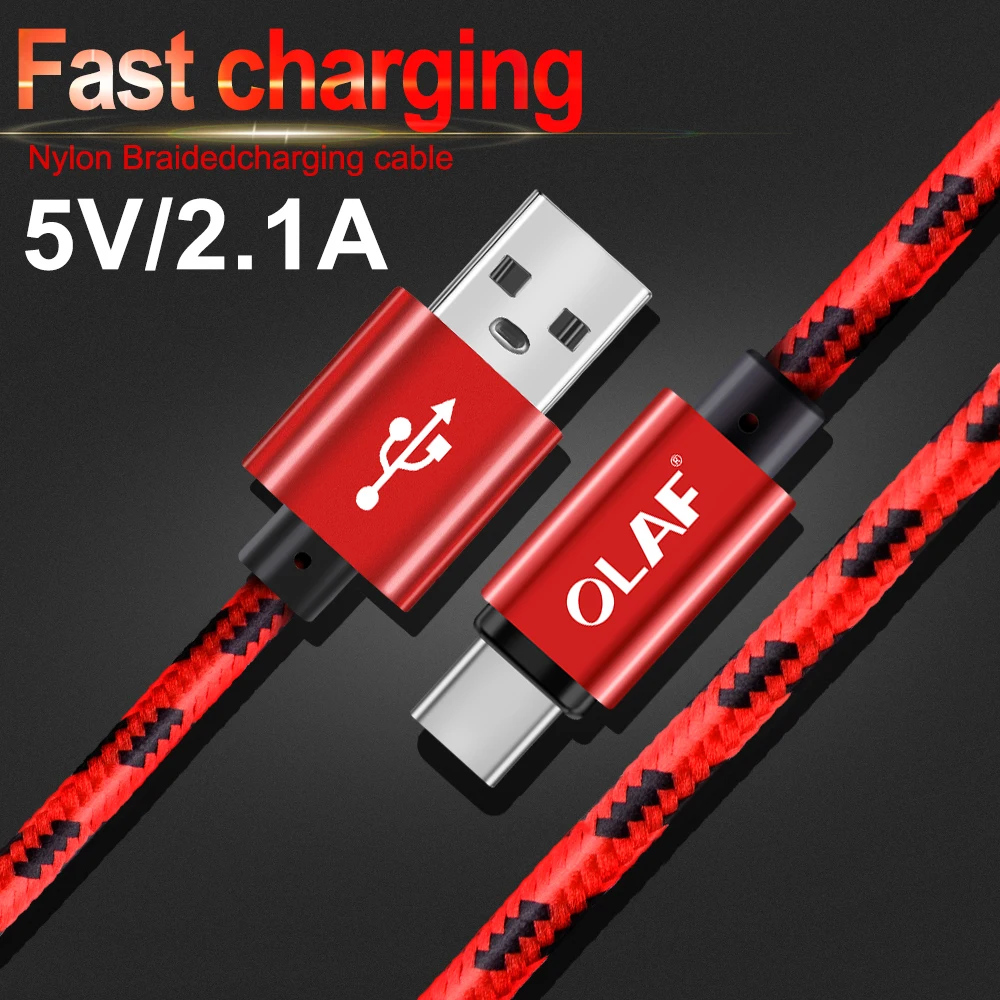 أولاف USB C كابل 1 M 2 M 3 M سريع شحن نوع-C USB 3.1 البيانات الحبل كابل لسامسونج S9 Redmi ملاحظة 7 الهاتف المحمول كابلات شحن