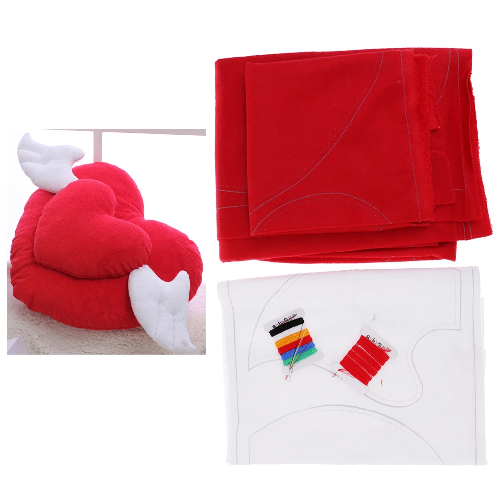 Craft Kits Magideal Handmade Angel Heart Shape Plush Stuffed Toy