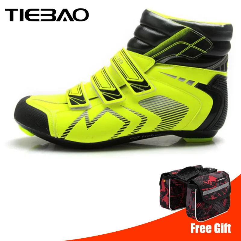 Tiebao/зимняя обувь для велоспорта; sapatilha ciclismo zapatillas scarpe strada; комплект педалей; спортивная обувь для велоспорта и гонок - Цвет: add bag