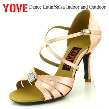 YOVE стиль LD-3132 танцевальная обувь Бачата/Сальса крытый и открытый Женская танцевальная обувь
