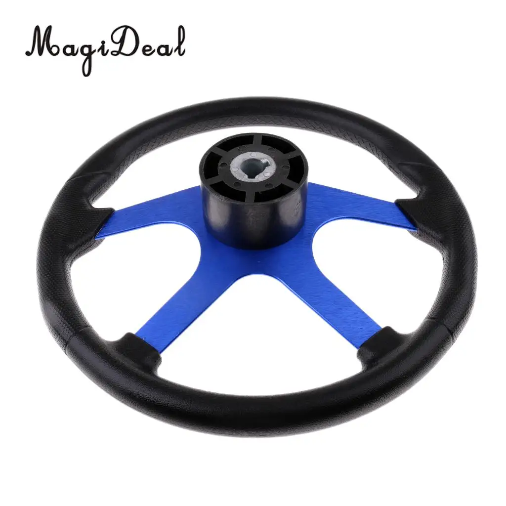 MagiDeal 310/360mm Aluminum Alloy D Shape Marine Boat Steering Wheel 3/4' Key Way Tapered for Kayak Canoe Boat Yacht Dinghy Acce