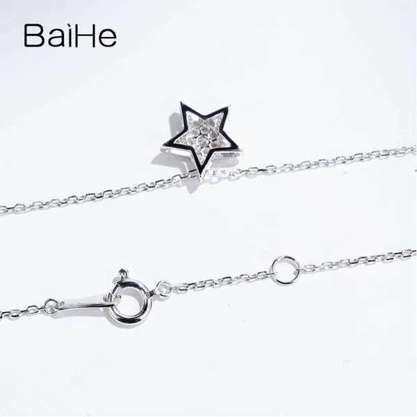 BAIHE Solid 18 K Белое Золото 0.10ct Сертифицированные натуральные Алмазы обручальные женские модные ювелирные изделия Уникальный Подарок ожерелья
