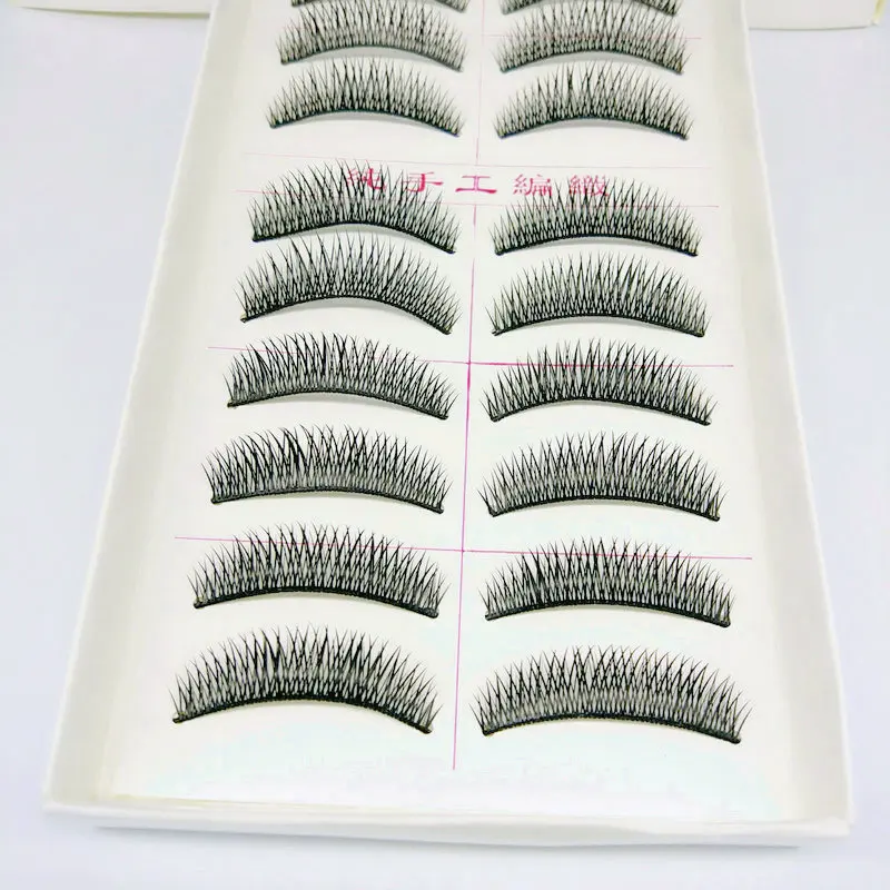 

Taiwan Black Stem False Eyelashes H-1 Natural Nude Makeup Cross-Dense Medium and Short Eyelashes 10 Pairs