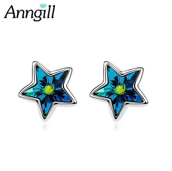 Серьги ANNGILL С Оригинальными кристаллами Swarovski, маленькие серьги-гвоздики в виде звезды для женщин, вечерние ювелирные изделия