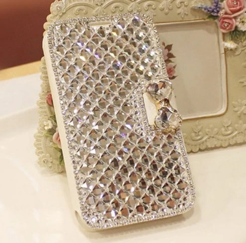 

Bling Diamante Bow Bowknot Card Slots White Leather Case For iphone 11 Pro Max X XS MAX XR For Samsung S10 S9 S8 Plus Note10 9 8