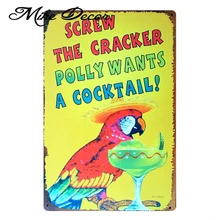 [Mike86] Полли птицы коктейль металлические знаки художественный Настенный декор дома Кафе-бар Железный живопись B-49 заказ смешивания 20*30 см