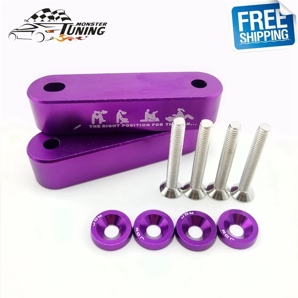 

Free Shipping Billet Aluminum Racing Hood Vent Spacer Risers with 4pcs fender washers For Honda Civic 92-95 EG / 96-00 EK