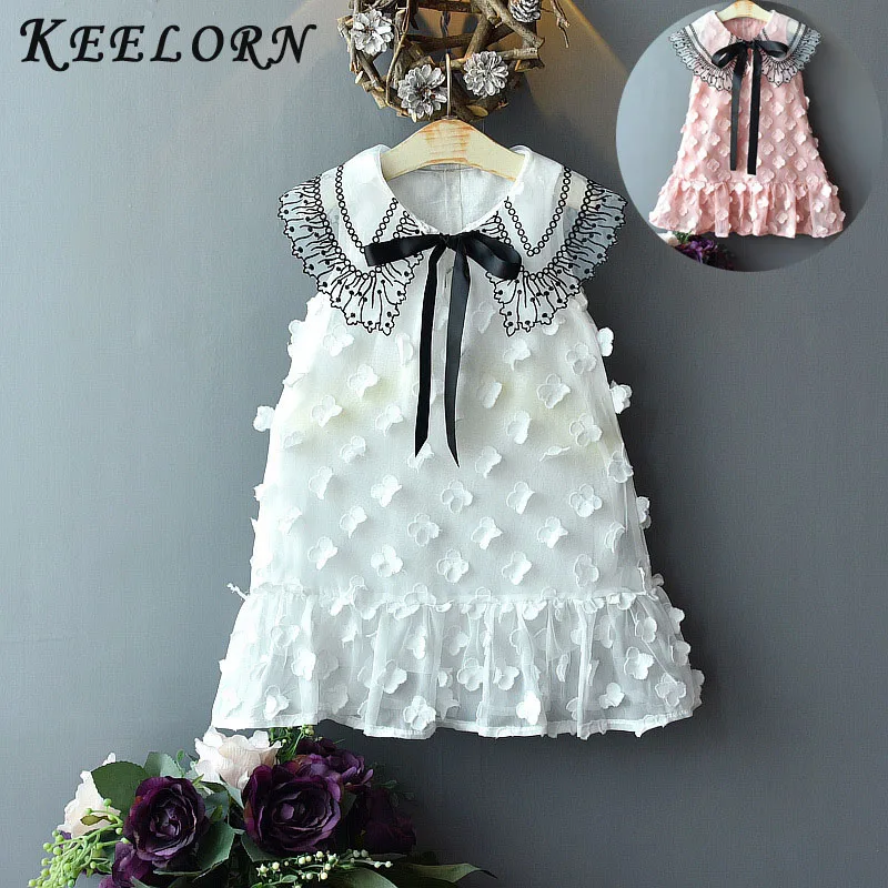 

Keelorn Girls Dress 2019 Summer Kids Dress Mesh Children Feather Embroidery Floral Baby Sleeveless Princess Dress Girls Clothing