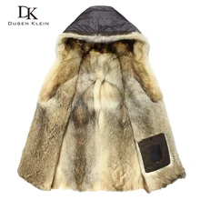 Роскошные мужские толстые куртки с волчьим мехом, длинные пальто, дизайнерские модные теплые дизайнерские зимние теплые роскошные куртки с капюшоном E1125A