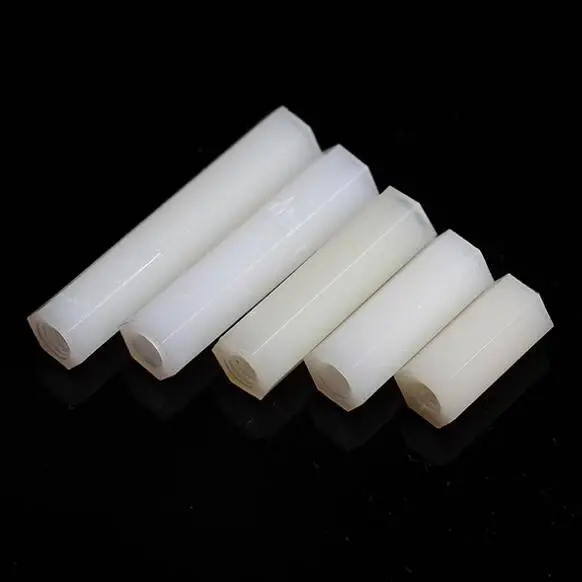 50Pcs M2 Hex Nylon Standoff Spacer Column Flat Head Double Pass Nylon