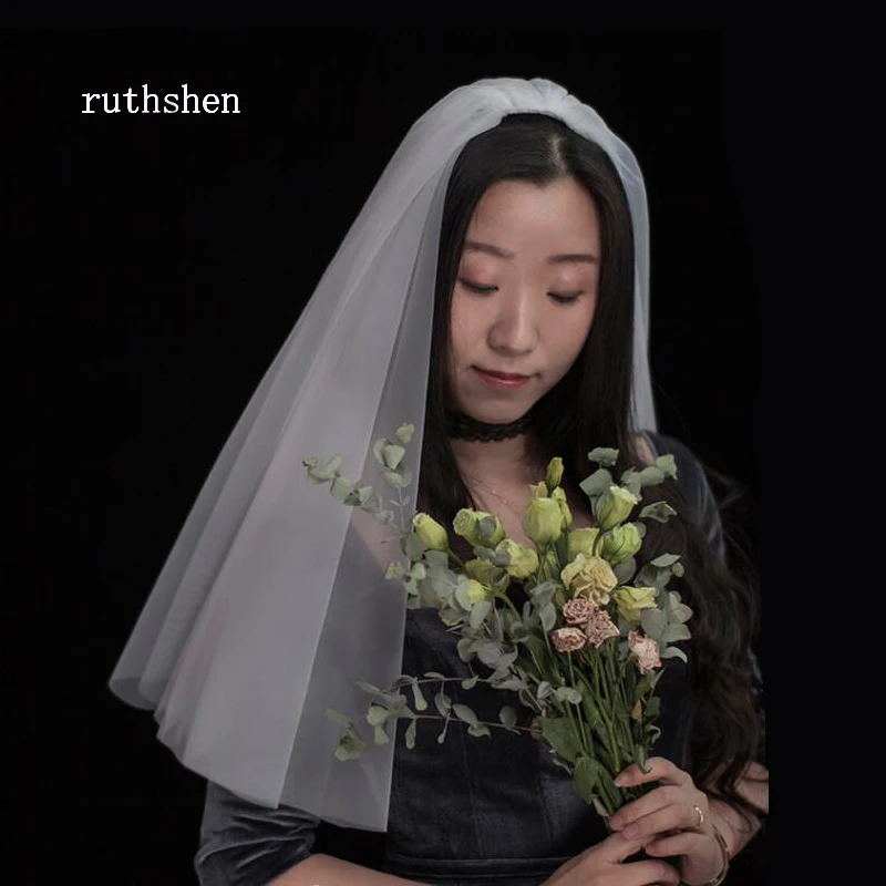 

Simple Tulle Bridal Veil Two Layers 80cm Short Shoulder length Wedding Veil
