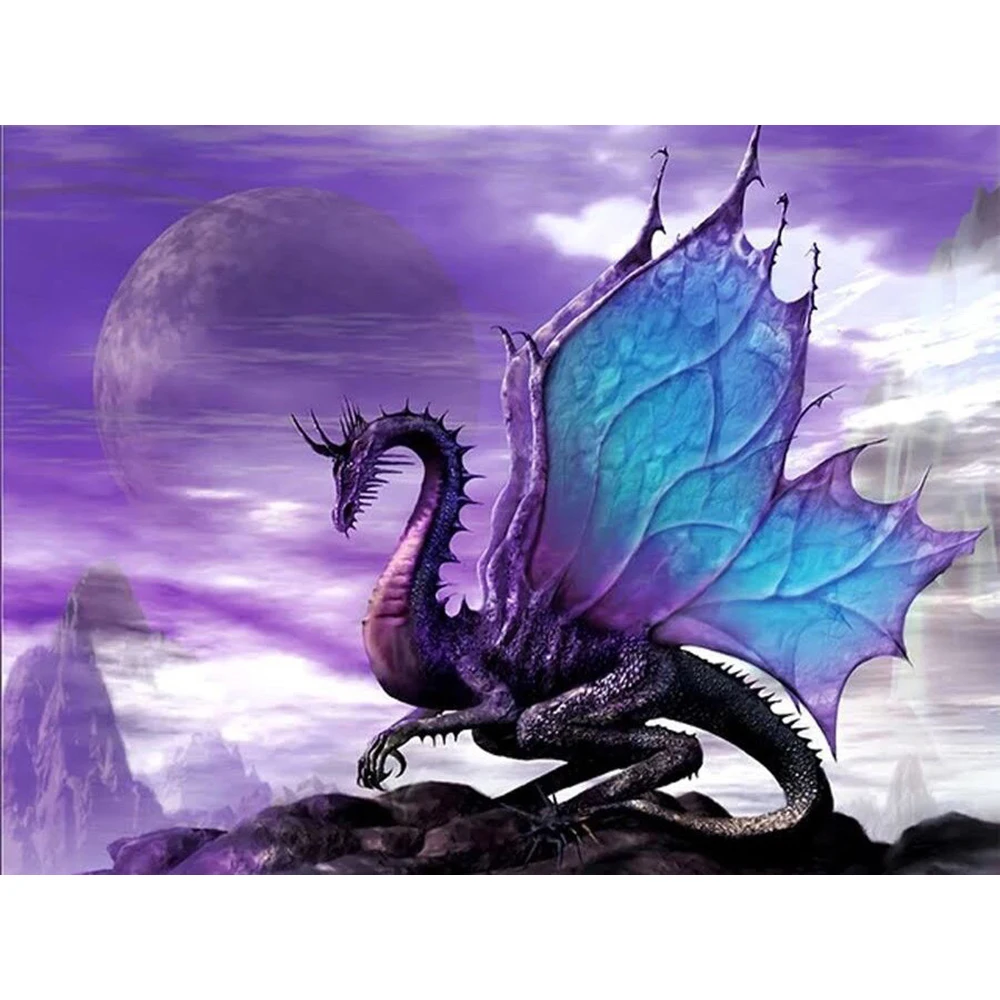 Diamond Painting Dragon Full Round Rhinestone Diamond Mosaic Animal