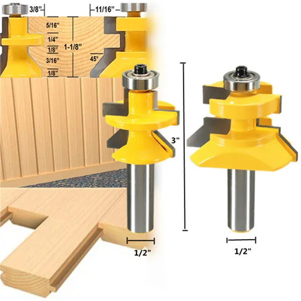 2 шт. маршрутизатор Набор бит 1/2 дюймов x 3 дюймов соответствием языка& Groove v-вырез 45 градусов резак комплект инструмент деревообрабатывающий бурения искр