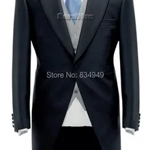 Индивидуальный заказ для измерения Пик нагрудные Темно-синие вечерние фрак с белый жилет, заказ Свадебный Фрак костюм, с учетом смокинг жениха