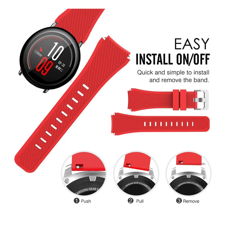 Силиконовый ремешок для часов с тонкой рамкой Xiaomi Huami Amazfit Stratos 2/Stratos 2 S сменный