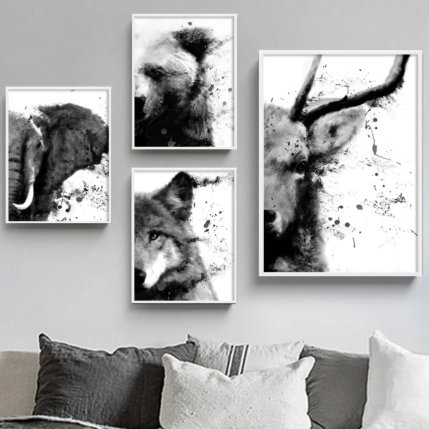Watercolor-Deer-Wolf-Bear-Elephant-Nordic-Posters-And-Prints-Wall-Art-Canvas-Painting-Decoration-Pictures-For (3)