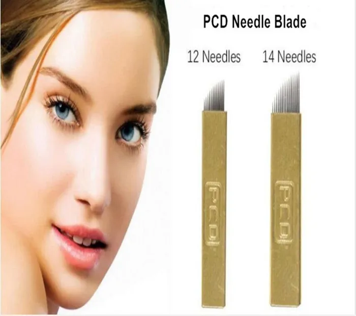 20 шт. 12 и 14 иглы для каждого 10 шт. microblading ИГЛЫ Перманентный бровей Макияж для 3D вышивка татуировки руководство