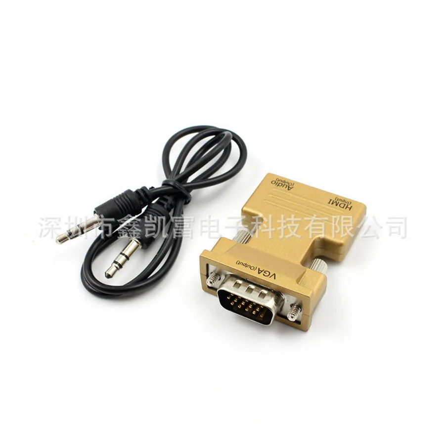 HDMI Female to VGA Male Converter+Audio Cable Support 1080P Signal Output lot XP