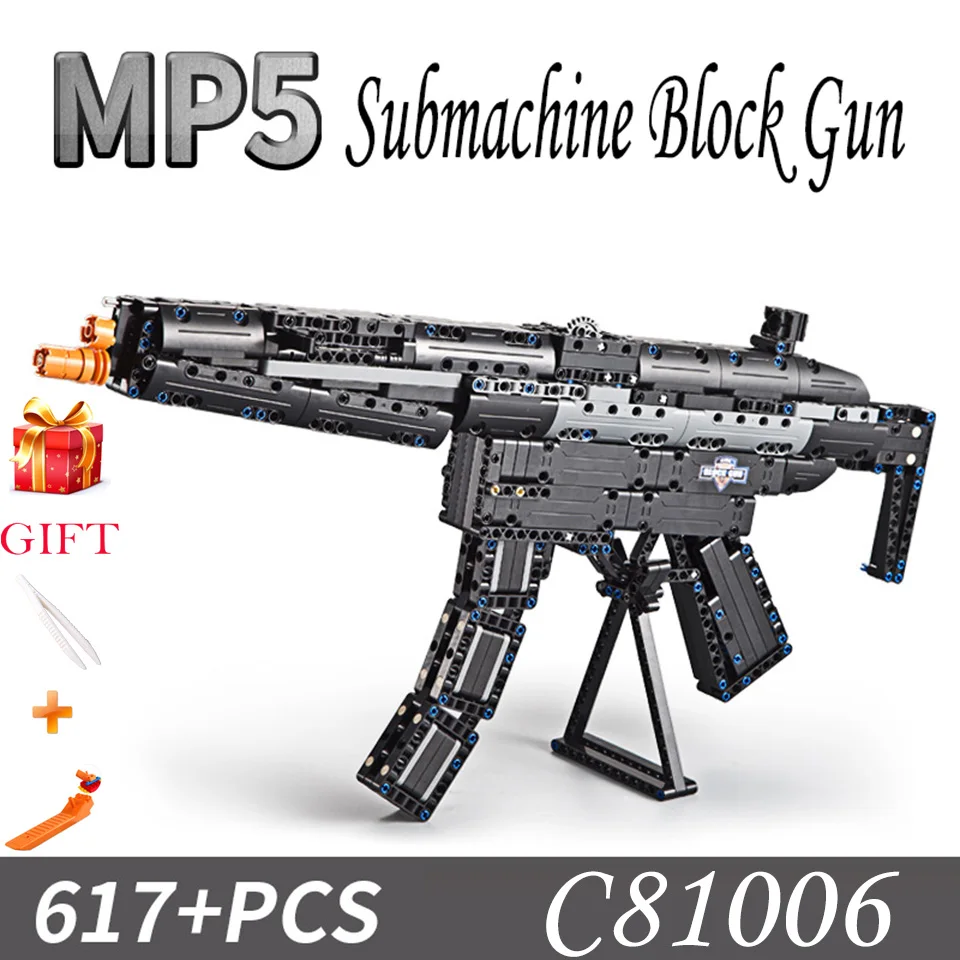 

MP5 Submachine Weapon Gun Building Blocks Toys Educational Outdoor Game Assemable Model Real CS Cosplay Bricks Model Toys