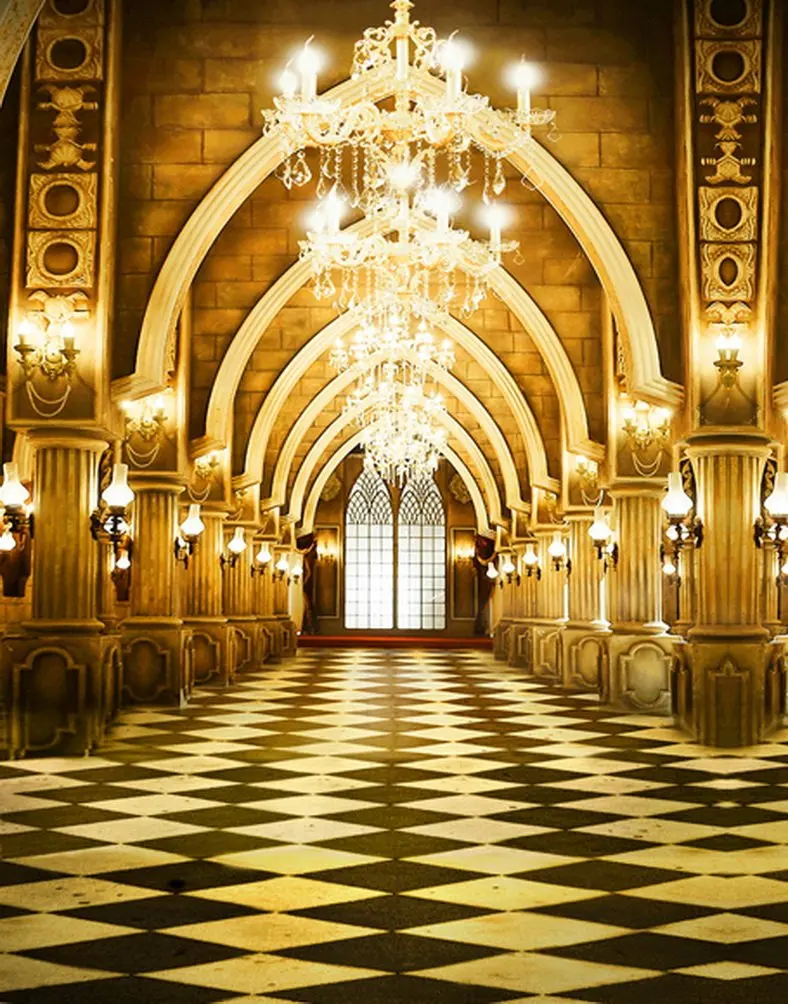 

5x7ft Golden Hall Lights Photography Backdrops Photo Props Studio Background