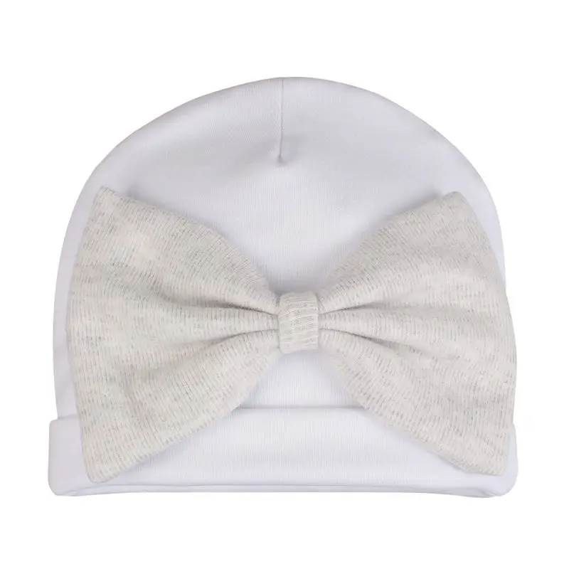 White Baby Beanie Hat Big Bowknot Newborn Boys Girls Hospital Cap High Quality Pure Cotton Soft Comfortable Infant Skull Hat Cap 2019 New (16)