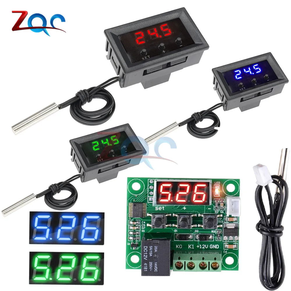 

DC 12V W1209 Digital Thermostat Temperature Controller Regulator Thermoregulator Incubator NTC Sensor Meter Case heat cool temp