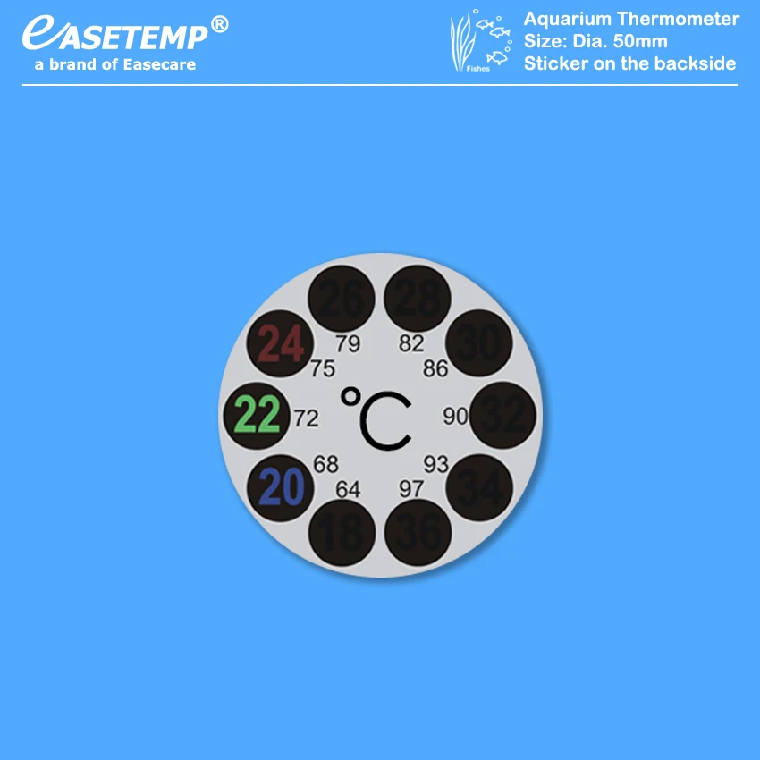 10 шт./лот аквариумный термометр для аквариума(18-36 градусов по Цельсию и Фаренгейту) с наклейкой на задней стороне