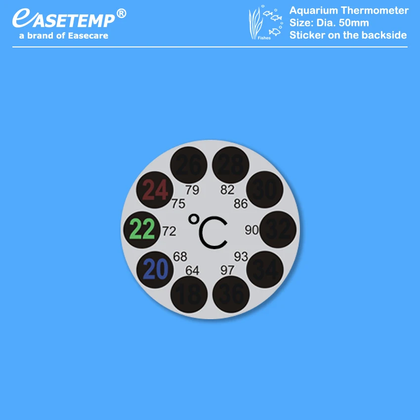 

10pcs/lot Free Shipping Aquarium Thermometer for Fish Tank (18-36 degree in Celsius and Fahrenheit) with Sticker on the backside