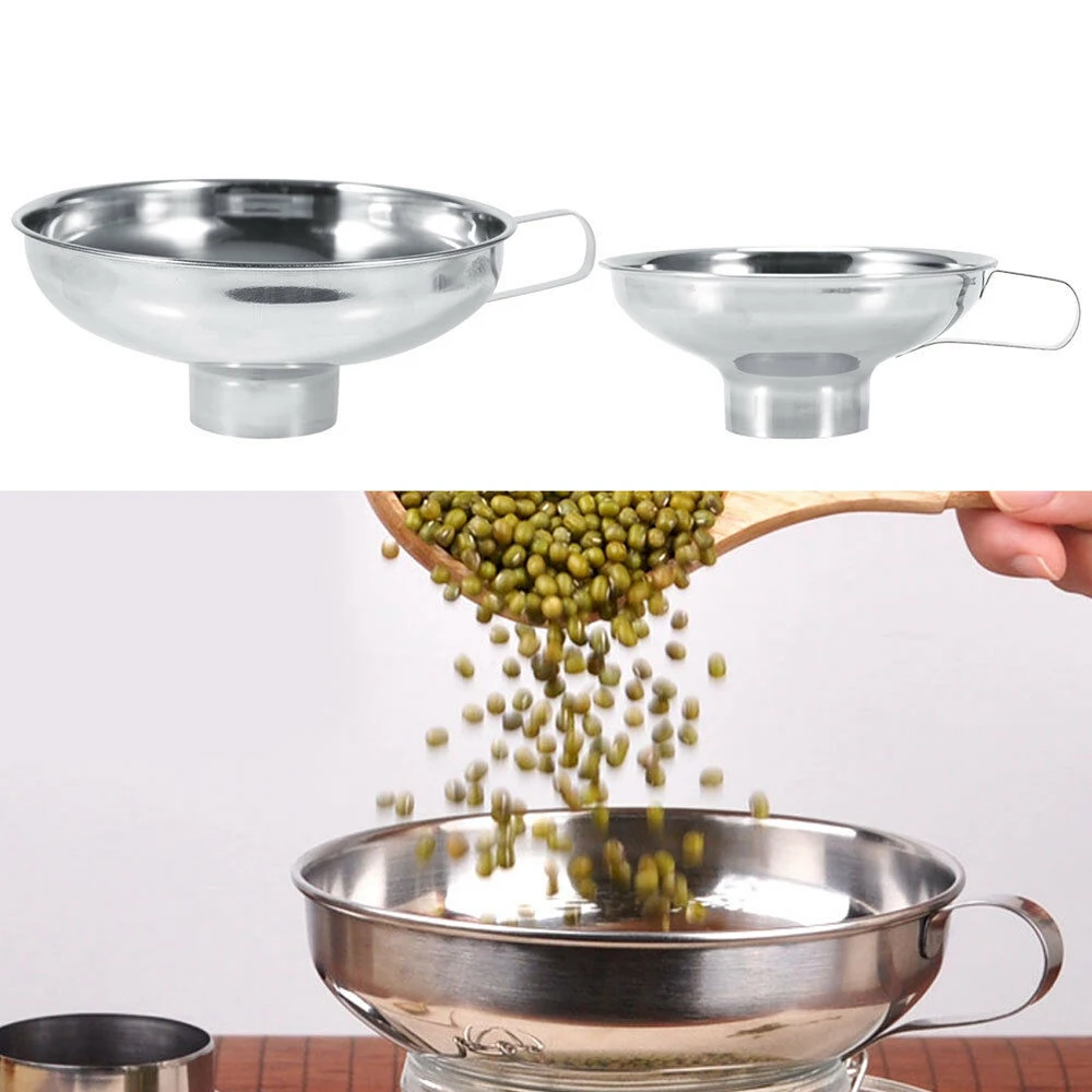 Multifunctional Useful Stainless Steel Wide Mouth Canning Jar Funnel Cup Hopper Filter Kitchen Tools Gift For Housewife