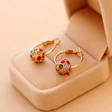 Горячая Распродажа, модные золотые цветные роскошные круглые серьги-кольца с кристаллами,, модные ювелирные изделия для женщин, подарок на день матери