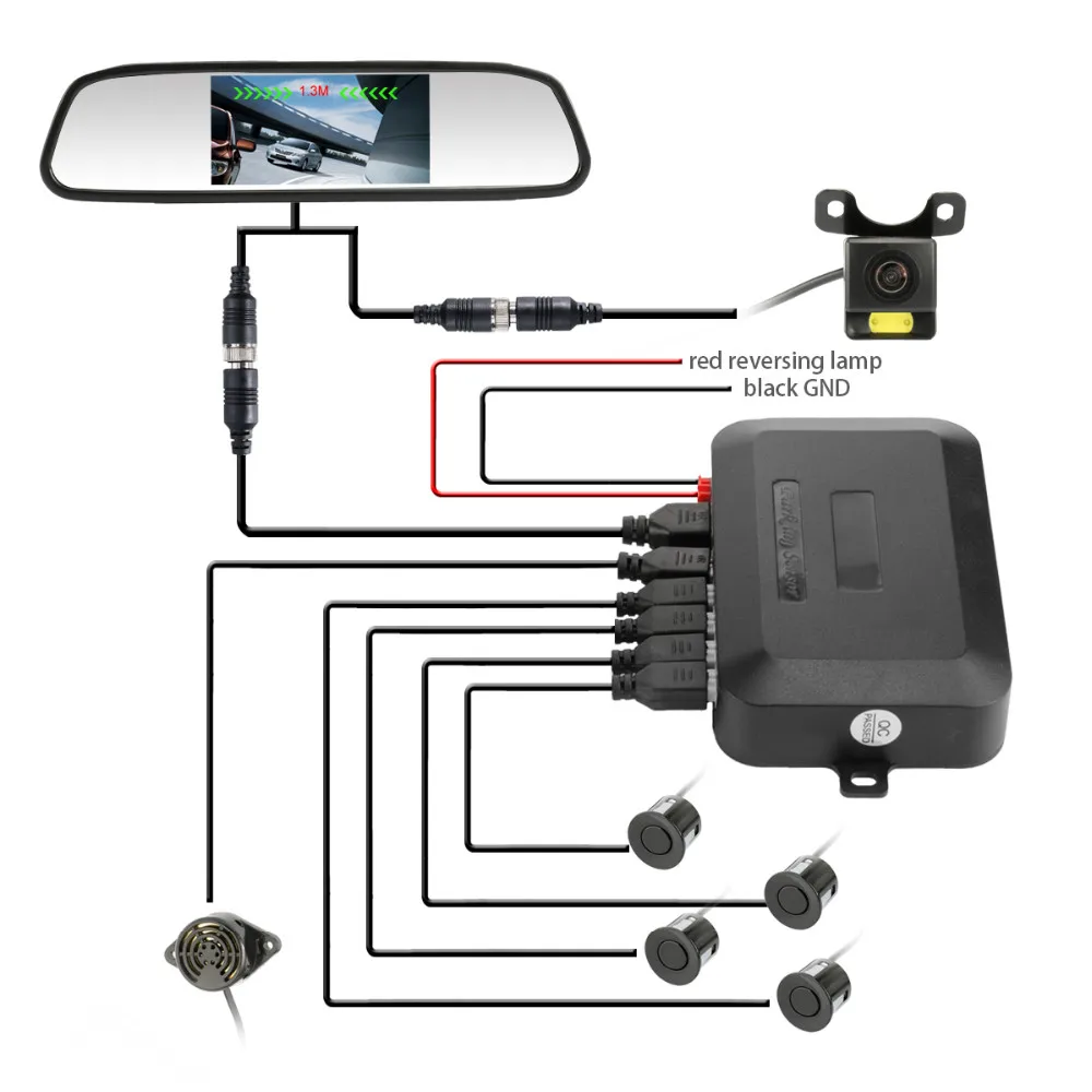 Accfly автомобильная система датчиков для парковки 4 Датчик парковки камера заднего вида Водонепроницаемая с 4,3 дюймовым монитором автомобильного Зеркала