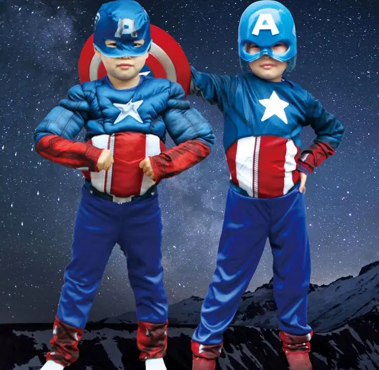 

Direct Selling Child Avengers Captain America Muscle Costume disfraces halloween superhero cosplay fancy dress