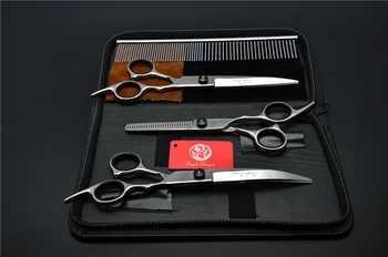 

4Pcs Suit 7'' 440C Purple Dragon Professional Pet Hair Grooming Scissors Comb+Cutting+Thinning Scissors+Down Curved Shears Z3001