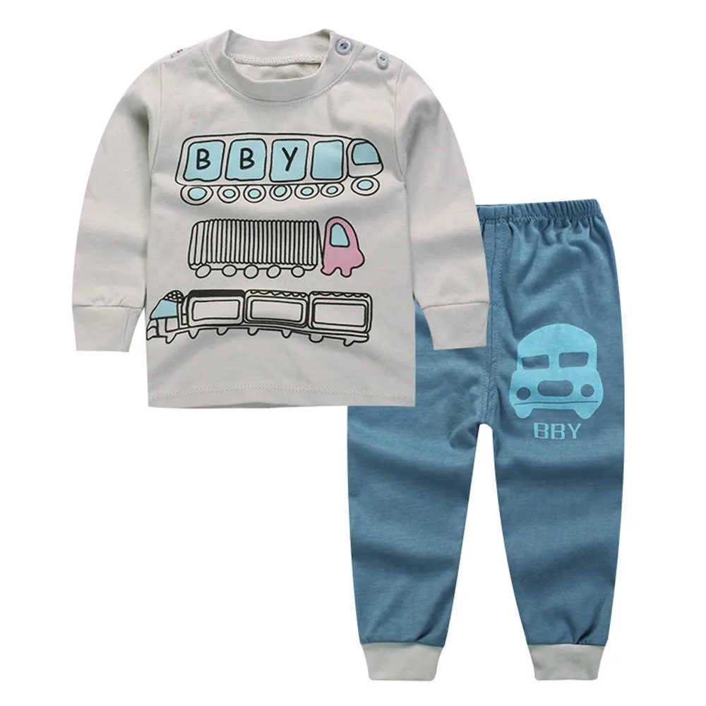 Newborn Infant Baby Boys Girls Cartoon Print Hoodie Clothes Set Tops Shirt Pants Outfits dropshipping | Детская одежда и обувь