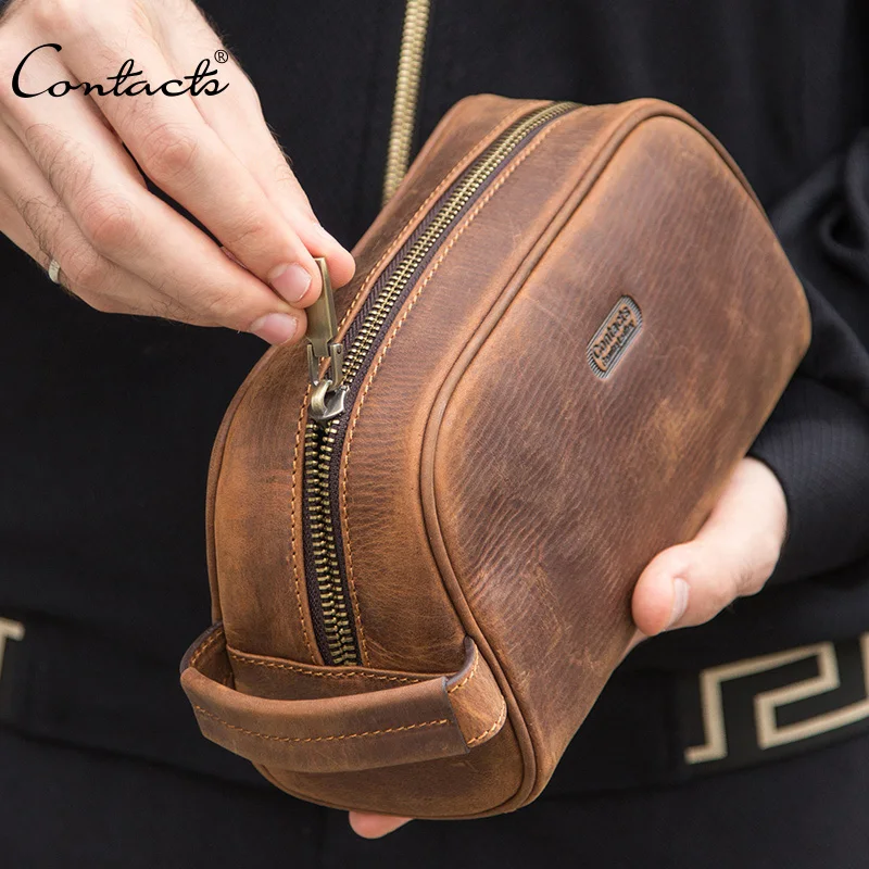 CONTACT'S cosmetic bag small for men crazy horse leather vintage