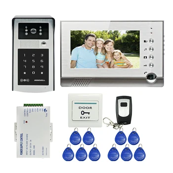 

Free Shipping 7 inch Screen Record Video Door Phone Intercom System + Outdoor RFID Code Keypad Doorbell Camera + 8G SD In Stock
