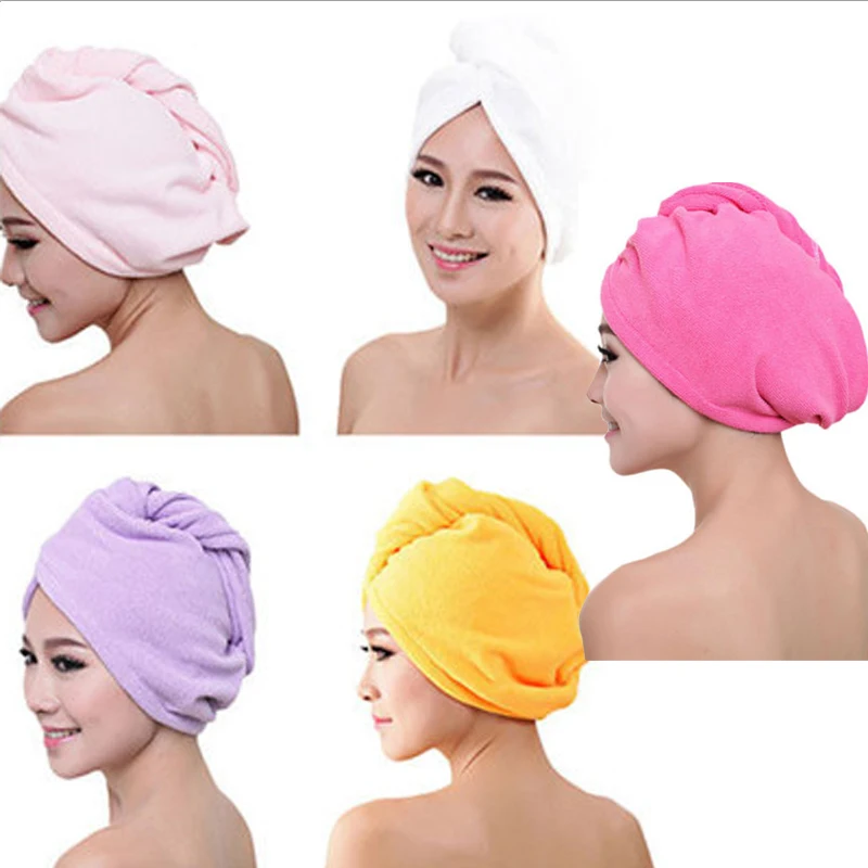 Модные крепкое микроволокно полотенце для волос шапка Тюрбан Твист быстрое высыхание сухой Кепки Дамы ванны один размер для девочек