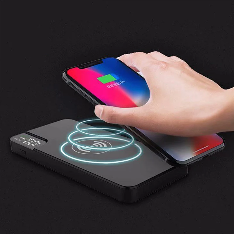 Wireless Power Bank 10000mAh External Phone Battery Qi Wireless Charger Poverbank LCD Display Powerbank For iPhone XS Max Xiaomi Wireless Power Bank 10000mAh External Phone Battery Qi Wireless Charger Poverbank LCD Display Powerbank For iPhone XS Max Xiaomi
