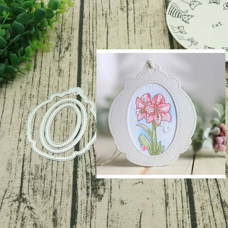 

Hanging oval frames Metal Cutting Dies For DIY Scrapbooking Embossing Paper Cards Decorative Crafts New 2018