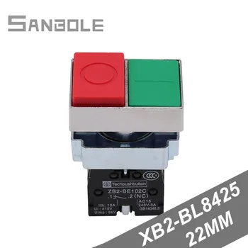 

Push Button Switch Rectangle XB2-BL8425 Press Reset 1NO1NC Power Supply Start Opening 22MM Red-green Double Bond Switches