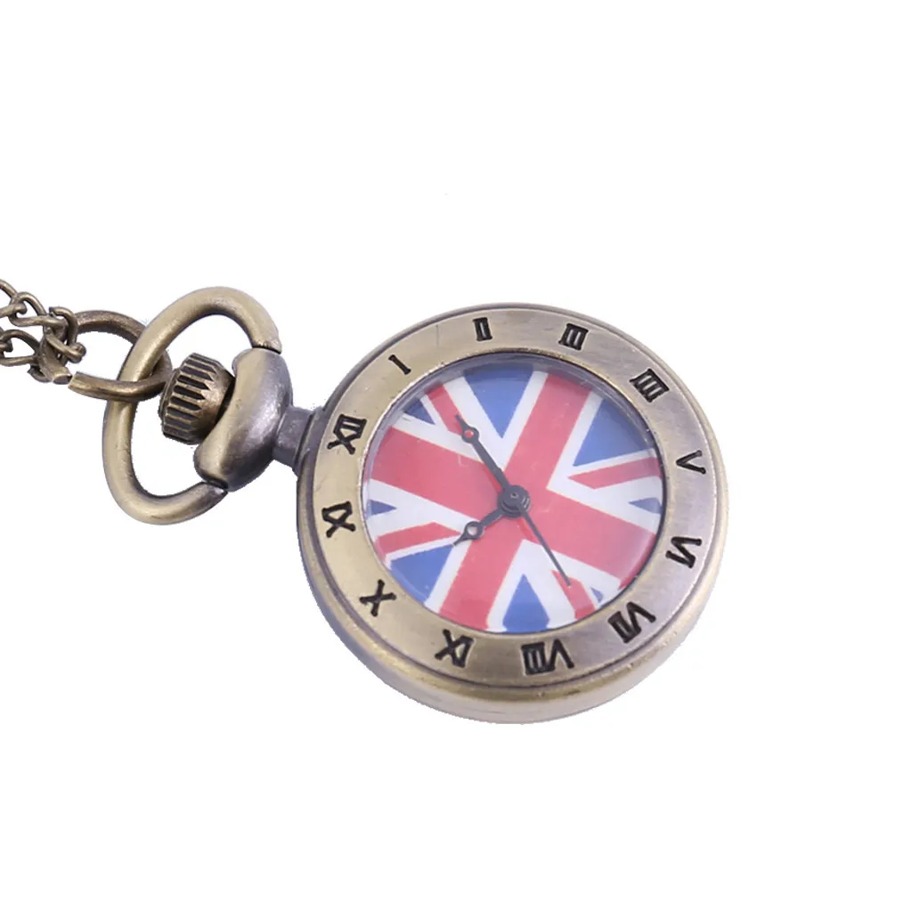 Новые кварцевые карманные часы британский флаг и римская цифровая шкала модные легкие подвесные маленькие карманные часы reloj de bolsillo relógio