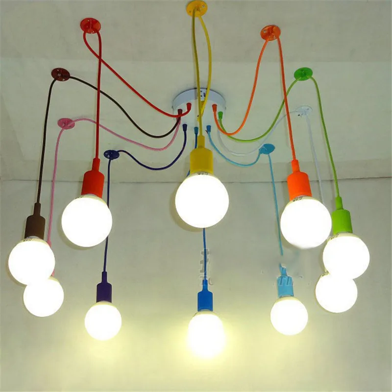 Современный Паук Люстра простой, красочный подвесной светильник Лофт светильник подвесной промышленного назначения столовая Кухня Кафе