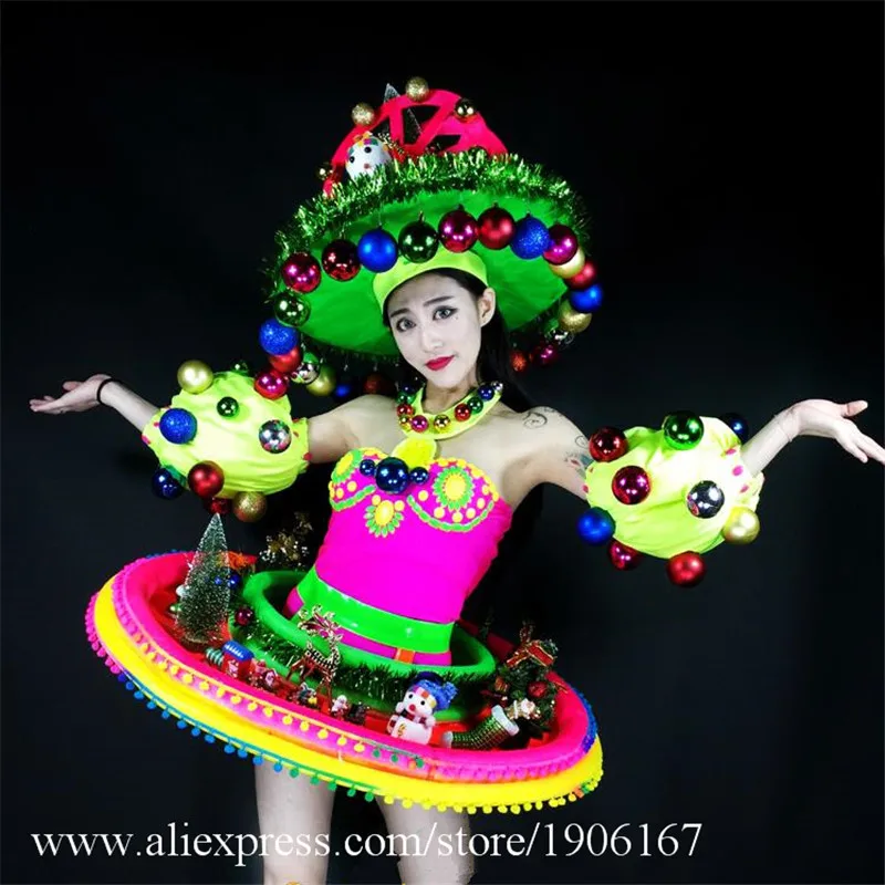 Nightclub DS Christmas colorful fluorescent GOGO Christmas costume dance team atmosphere show costumes01