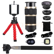 New 8X Telephoto Zoom Lentes Selfie lamp Tripod Wide Angle Macro Fish eye Fisheye Lenses For Xiaomi mi6 iPhone Lens Smartphone